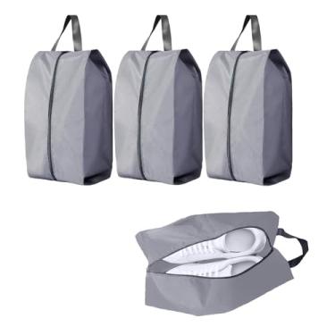 Imagem de 4 bolsas impermeáveis para sapatos para viagem, bolsa grande de armazenamento de sapatos, bolsa transparente para tênis com zíper resistente para homens e mulheres, 4 cinza, Simples