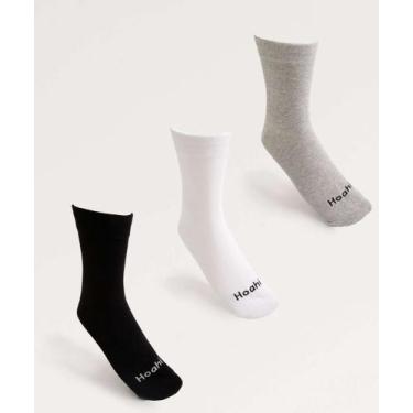 Imagem de Kit 3 Pares Meias Cano Longo Feminina-78052 - HOAHI, Branco, Preto, 39