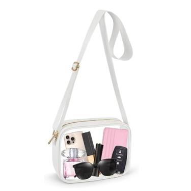 Imagem de Bolsas transparentes e bolsa transparente aprovada pelo estádio, bolsa transversal transparente para shows, eventos esportivos, bolsas para homens e mulheres para eventos de estádio (branca)