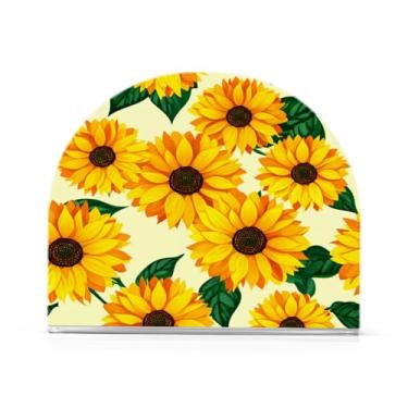 Imagem de Qilmy Suporte de guardanapo, porta-guardanapos de acrílico transparente de girassol para mesa, suporte de guardanapo de coquetel de papel de seda para cozinha, dispensador de guardanapos de jantar