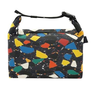 Imagem de STAYTOP Lancheira de fragmentos coloridos com fivela de alça, lancheira isolada para meninos e meninas, lancheira térmica para trabalho escolar