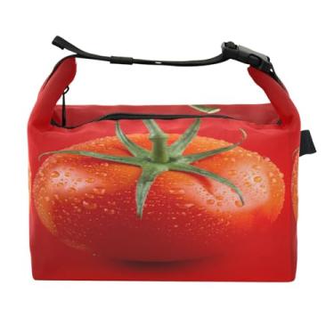 Imagem de STAYTOP Lancheira de tomate vermelho com fivela de alça, lancheira isolada para meninos e meninas, lancheira térmica para trabalho escolar