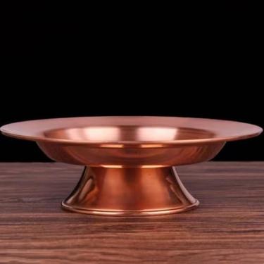 Imagem de FENNYYAR Prato de oferta doméstica Prato de frutas de cobre puro, 19,9 cm 19,9 cm, ornamento de consagração frontal de Buda