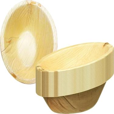 Imagem de Natural Palm Leaf Eco-Friendly Oval Bowls (5") - Pack Of 25 - Elegant Design, Perfect for Parties, BBQs, Weddings, Picnics, Events, & More