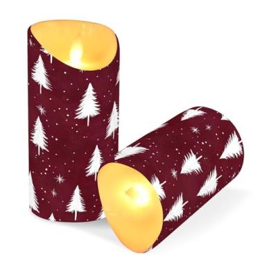 Imagem de Blueangle Pacote com 2 velas de árvore de Natal sem chama com controle remoto e temporizador, velas LED cintilantes (7,6 cm x 9,9 cm) para decoração de casa, casamento, acampamento (167)