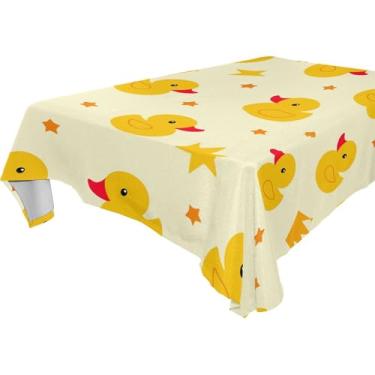 Imagem de Burbuja Linda toalha de mesa de patos de borracha, toalha de mesa retangular, anti-rugas, grossa para decoração de jantar, cozinha, festa, 152 x 274 cm