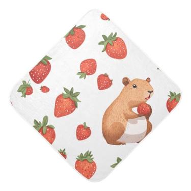 Imagem de STAYTOP Toalhas de bebê com capuz de musselina capivara de desenho fofo, toalha de banho super macia, toalhas de banho absorventes para banho de recém-nascido unissex 89 x 89 cm