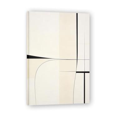 Imagem de Arte em tela minimalista harmonia em preto e branco: Serenidade tons neutros grande área em branco para decoração de espaço calmo 80 x 120 cm emoldurada