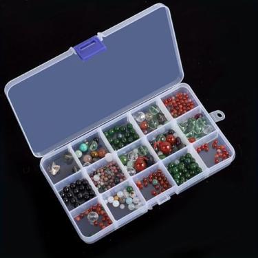 Imagem de 1 caixa de armazenamento transparente com 15 divisórias removíveis, organizador empilhável de artesanato para contas, fabricação de joias e peças pequenas, fecho de pressão seguro