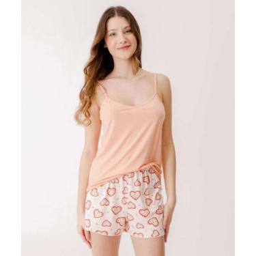 Imagem de Pijama Feminino Coração Alças Finas Marisa Laranja-15947, Laranja, G