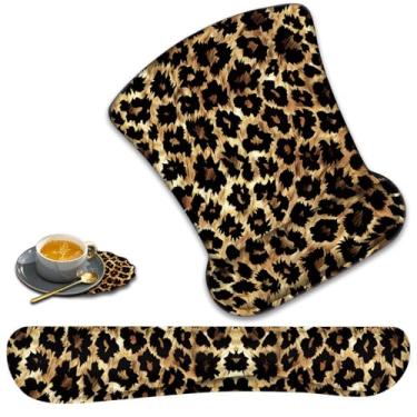 Imagem de Almofada de descanso de pulso para teclado + suporte para descanso de pulso + conjunto de porta-copos em forma de renda. Tapete de mouse antiderrapante para alívio ergonômico da dor no pulso para casa