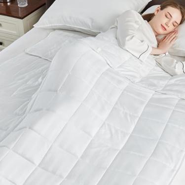 Imagem de Cobertor pesado tamanho Queen (152 x 203 cm, 7,7 kg), cobertor pesado e refrescante ultra macio para adultos, cobertor pesado com cobertor macio lavável na máquina, branco