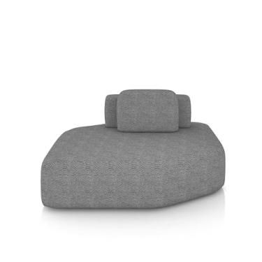 Imagem de Sofá Ilha Dakota Chaise 168cm Modulado Encosto Almofada Solta Bouclê Rústico Cinza G33 - Gran Belo