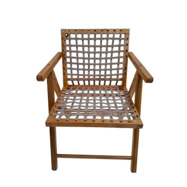 Imagem de Cadeira em Madeira Cor Mel com Braço e Corda Náutica Cor Rami Preebel - Mel