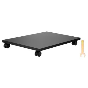 Imagem de PATIKIL Suporte para PC de 30,5 x 48 cm, suporte de torre de computador, suporte de madeira para CPU PC, embaixo da mesa, carrinho móvel, 4 rodízios para piso, tapete, torre, caixa ATX, impressora