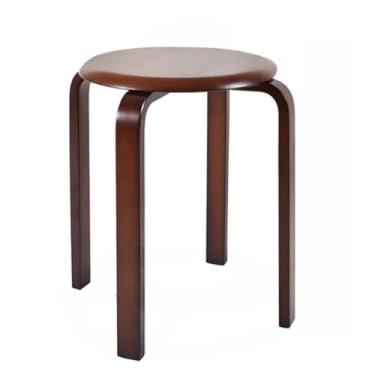 Imagem de Bancos redondos de madeira, cadeiras empilháveis, cadeira de penteadeira moderna, banco multifuncional para sala de estar, quarto, sala de jantar