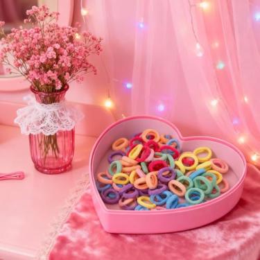 Imagem de 500 peças de laços de cabelo de algodão multicolorido – elásticos de cabelo para bebês pequenos para crianças e meninas, suportes de rabo de cavalo sem vincos