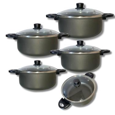 Imagem de Jogo De Panelas 14 16 18 20 E 22 Antiaderente C/Tampa Vidro