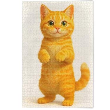 Imagem de 1000 Pieces Jigsaw Puzzles for Adults Aesthetic Scenery Floral Art Adorable Orange Cat Cute Men Gifts Creative White Elephant Party Gifts, 1000 Pieces, 29.5" x 19.7"