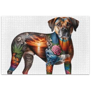 Imagem de Quebra-cabeças engraçadas de cachorro com 500 peças para adultos, brinquedo de arte, quebra-cabeças difíceis, presentes