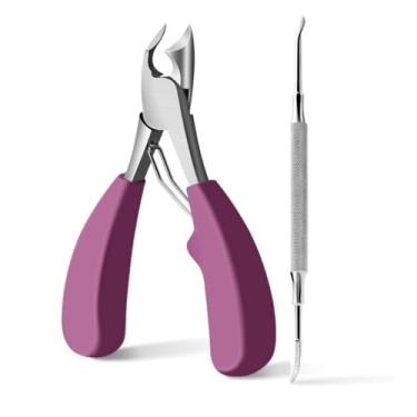 Imagem de Alicate Desencravador de Unha Profissional Cortador para Unhas Grossas Encravadas Pé e Mão Aço Inox com Cabo Emborrachado (Roxo)