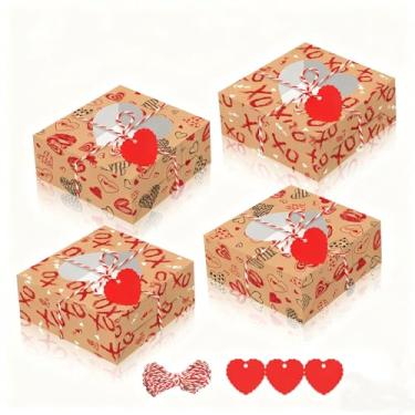 Imagem de 12 caixas de biscoito dos namorados, dia dos namorados, lábios, festa, biscoito, caixa de janela transparente, caixas grandes para cupcake de dia dos namorados com janela de visualização de coração