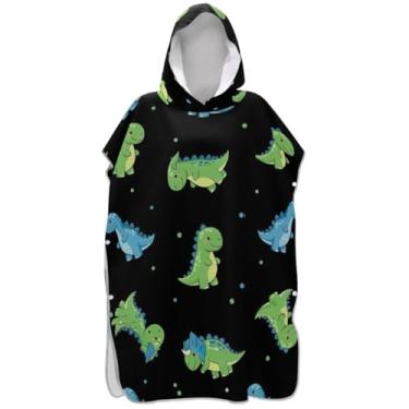 Imagem de Joisal Poncho de surfe trocador de roupão para banho de praia Adul toalhas com capuz leve bonito dinossauro preto ponchos de praia para homens