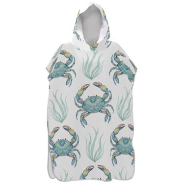 Imagem de Joisal Poncho de surfe para trocador de roupas de banho de praia com capuz absorventes caranguejo branco ponchos femininos com capuz