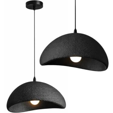 Imagem de Gimpo, Lustre Pendente Luminária Japonesa Wabi-Sabi Orgânico Cogumelo Concreto Gimpo LTJ30-PRETO-B