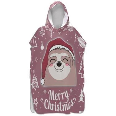 Imagem de Joisal Roupão de mudança de poncho de surfe de Natal com preguiça fofo para adultos, plus size, ponchos femininos com capuz, toalha de natação com capuz