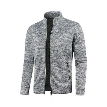 Imagem de Outono inverno masculino zíper malha mangas compridas fino cashmere mo