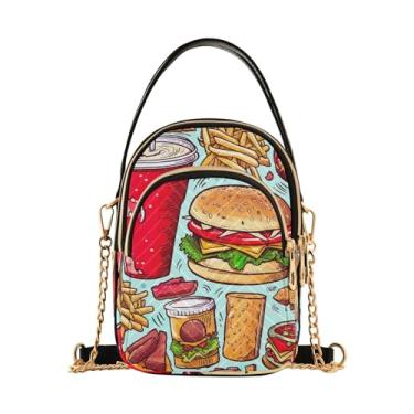 Imagem de GAIGEO Bolsa tiracolo feminina Cows, bolsa com alça de ombro longa, bolsa de ombro pequena para mulheres, Conjunto de comida para rabiscos - 2, One Size