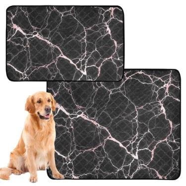 Imagem de Almofadas de urina brancas com textura de mármore preto, almofada lavável e reutilizável para animais de estimação, gatos, filhotes, penico, absorvente, fofo, para cães, à prova d'água, pacote com 3