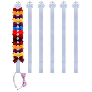 Imagem de NUWAJP 6 peças de organizador de laços para meninas, suporte de grampo de cabelo fofo, cabide de armazenamento, acessórios de cabelo, decoração para pendurar na parede do quarto do bebê