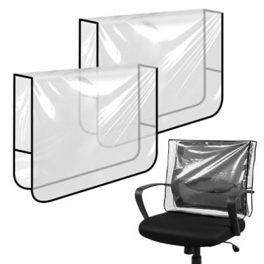 Imagem de Yuomeaz 2 capas transparentes para cadeiras de salão de beleza, protetores de encosto de cadeira de barbeiro quadrados transparentes para caber na maioria das cadeiras de salão padrão, capas de