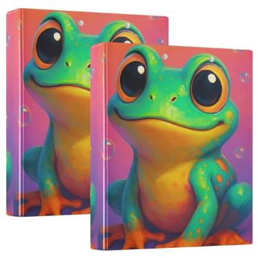 Imagem de Fichários personalizados com 3 anéis de sapo engraçado, 3 anéis, comporta 200 folhas, 3 pastas de anéis, fichário de escritório, 31,5 x 27 x 6 cm, 1 pacote