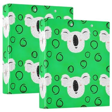 Imagem de Lindos fichários brancos verdes coalas de 3,5 cm, 3 anéis, comporta 200 folhas, anel redondo, fichário resistente, 31,5 x 27 x 6 cm, 1 pacote