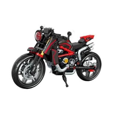 Imagem de Blocos De Montar De Moto Retro Para Crianças, Brinquedos De Veículos D