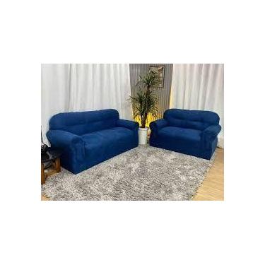 Imagem de Jogo de sofá de 2 e 3 lugares Brasil Azul Escuro - Multi Móveis