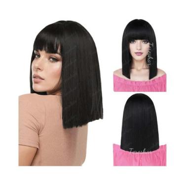 Imagem de Peruca Sintética Roxa Até Os Ombros Para Mulheres, Curta E Lisa Com Fr