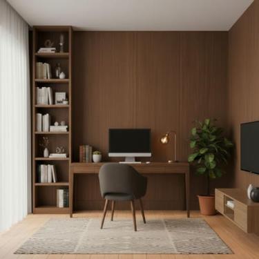 Imagem de Papel de Parede PREMIUM Madeira Tabaco 10 metros = 2 Rolos de 5m X 45cm Adesivo Autocolante Móveis e Parede