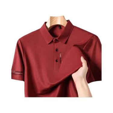 Imagem de Camisa Polo Casual Masculina De Manga Curta Em Cor Sólida Respirável C