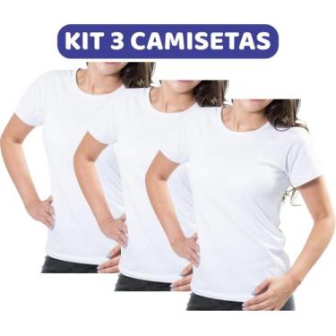 Imagem de Kit 3 Camisetas Baby Look Branca Malha Fria Pv - Kasa Da Sogra Uniform
