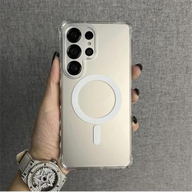 Imagem de Capa magnética resistente para celular Samsung Galaxy S25 Ultra S24 Plus com proteção contra impactos (para Galaxy S24+/Branca)