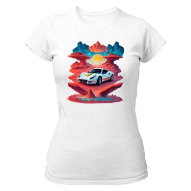 Imagem de Camiseta Baby Look Ferrari Branca Montanha Sunset, M