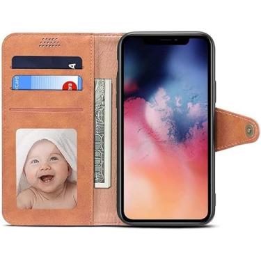 Imagem de KKFAUS Capa de telefone de carteira de couro sintético, à prova de choque com tudo incluído [Suporte] [Suporte de cartão] Capa para Apple iPhone 12 Pro Max (2020) 16 centímetros (Cor: marrom)
