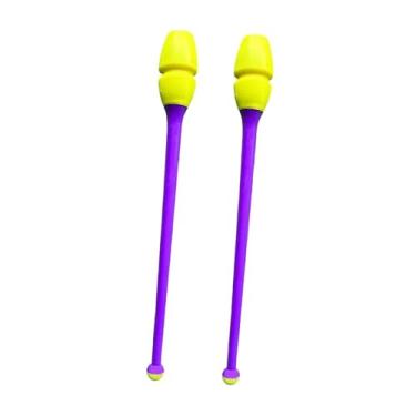 Imagem de predolo Conjunto de 2 maças de ginástica rítmica de 45,5 cm (17,91 polegadas), equipamentos portáteis para treinamento de ginástica, adereços de dança para, Amarelo E Violeta