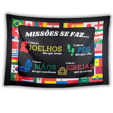 Imagem de Bandeira Decorativa 4 Pilares de Missões, Multicolorido, 150x100cm, Uso Interno/Externo, Oxford Premium, Sublimação a Laser, Decoração