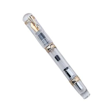 Imagem de GAFNED Caneta-tinteiro acrílica com absorção de tinta de alta eficiência, inovadora de pistão tipo push, caneta de escrita de grande capacidade (média)