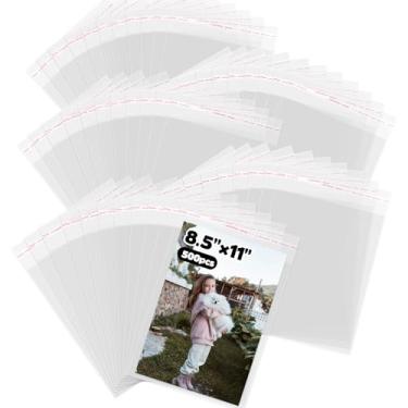 Imagem de 500 unidades de sacos de celofane autovedantes de 21 x 28 cm, mangas de plástico, sacos de embalagem de poliéster transparentes e resseláveis, para fotos de papel, documentos, revistas, quadrinhos